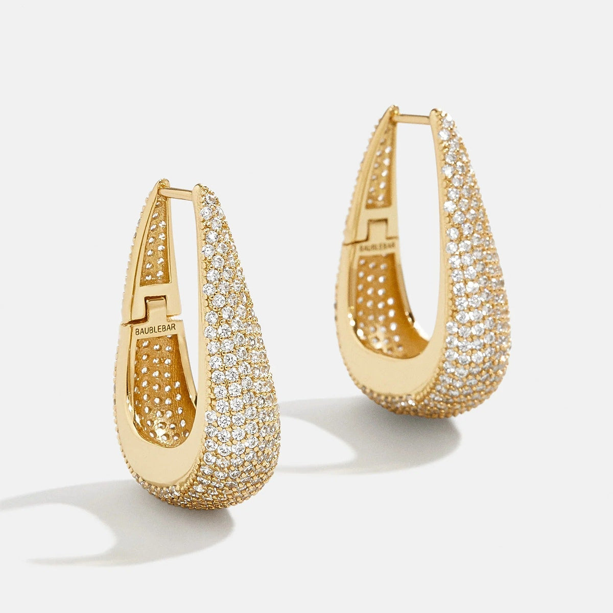 Lavisa 18K Gold Pavé Chunky Hoop Earrings encrusted with shimmering cubic zirconia