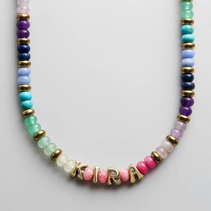 Lavisa - Custom Semi-Precious Bubble Letter Necklace - Clasp & Finish View