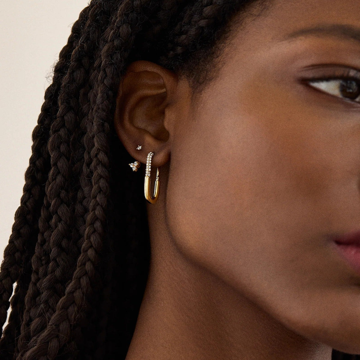 Lavisa - Paperclip Hoop Earrings - Detail & Styling View
