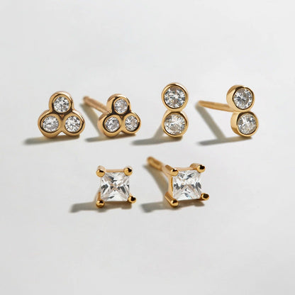 Lavisa Beckett waterproof stainless steel earring set featuring three matching pairs