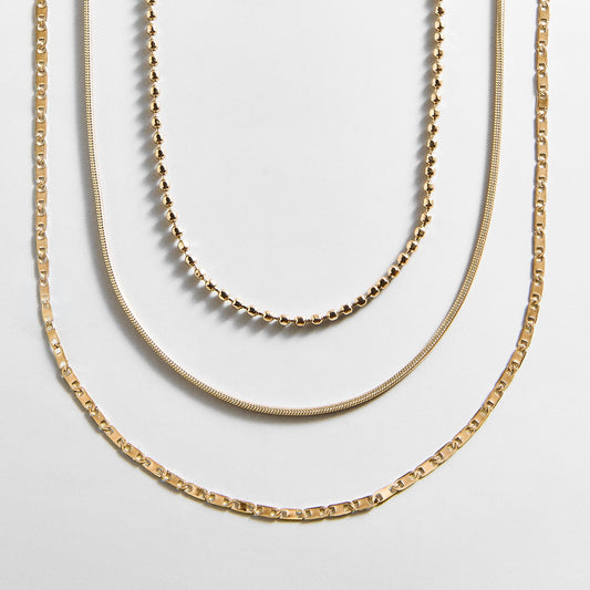 Lavisa waterproof gold pavé necklace set displayed on a clean surface