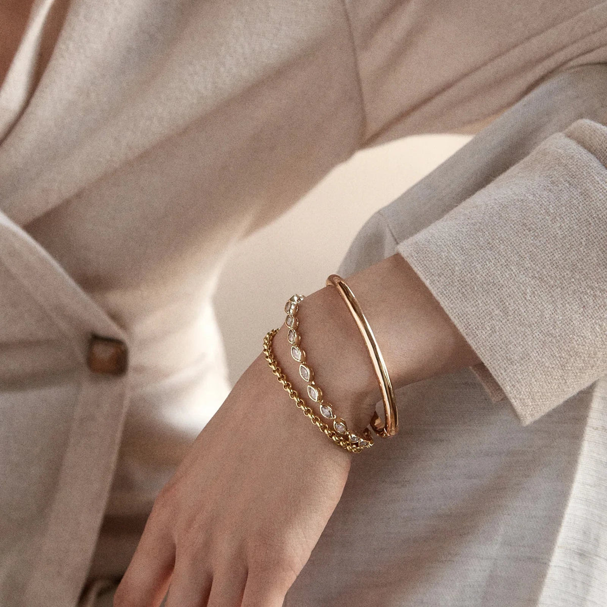 Lavisa - Marquise Bezel Tennis Bracelet - Detail & Styling View