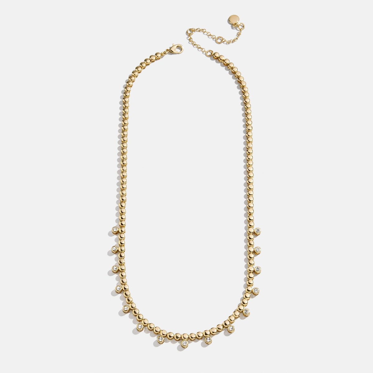 Lavisa - Crystal Beaded Pisa Necklace with Bezel Accents - On-Model & Scale View
