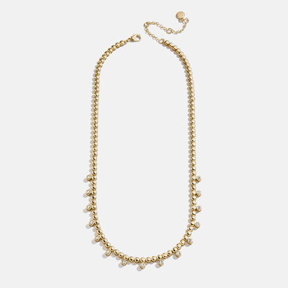 Lavisa - Crystal Beaded Pisa Necklace with Bezel Accents - On-Model & Scale View