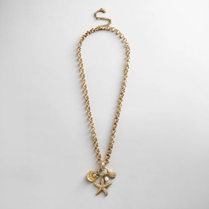 Lavisa - Pearl Charm Statement Necklace - Side Profile View