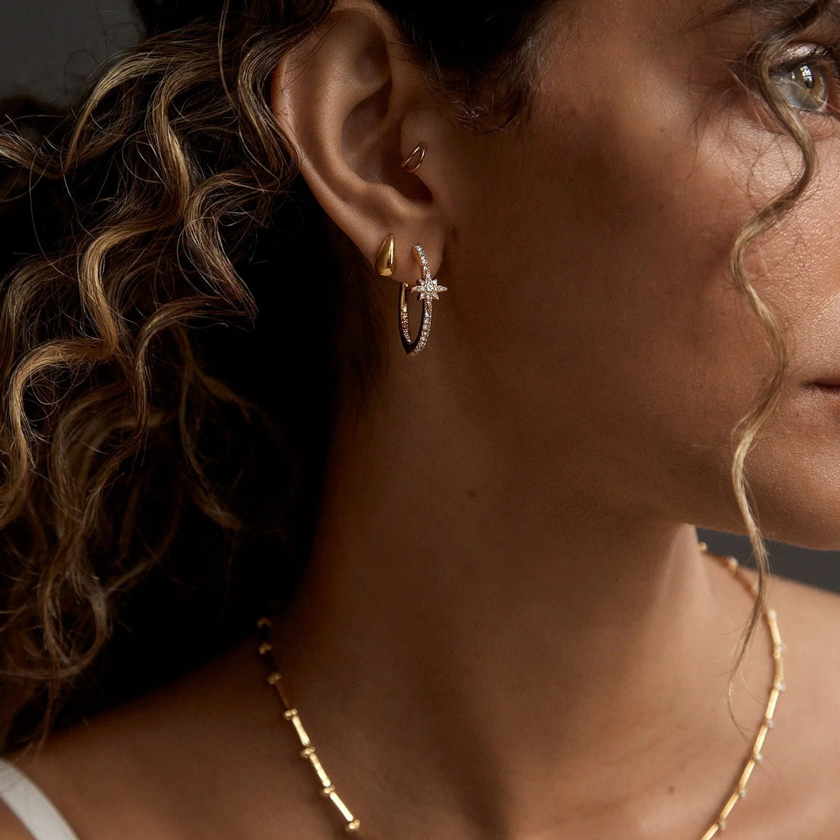 Lavisa - Astra Celestial Star Hoop Earrings - Detail & Styling View