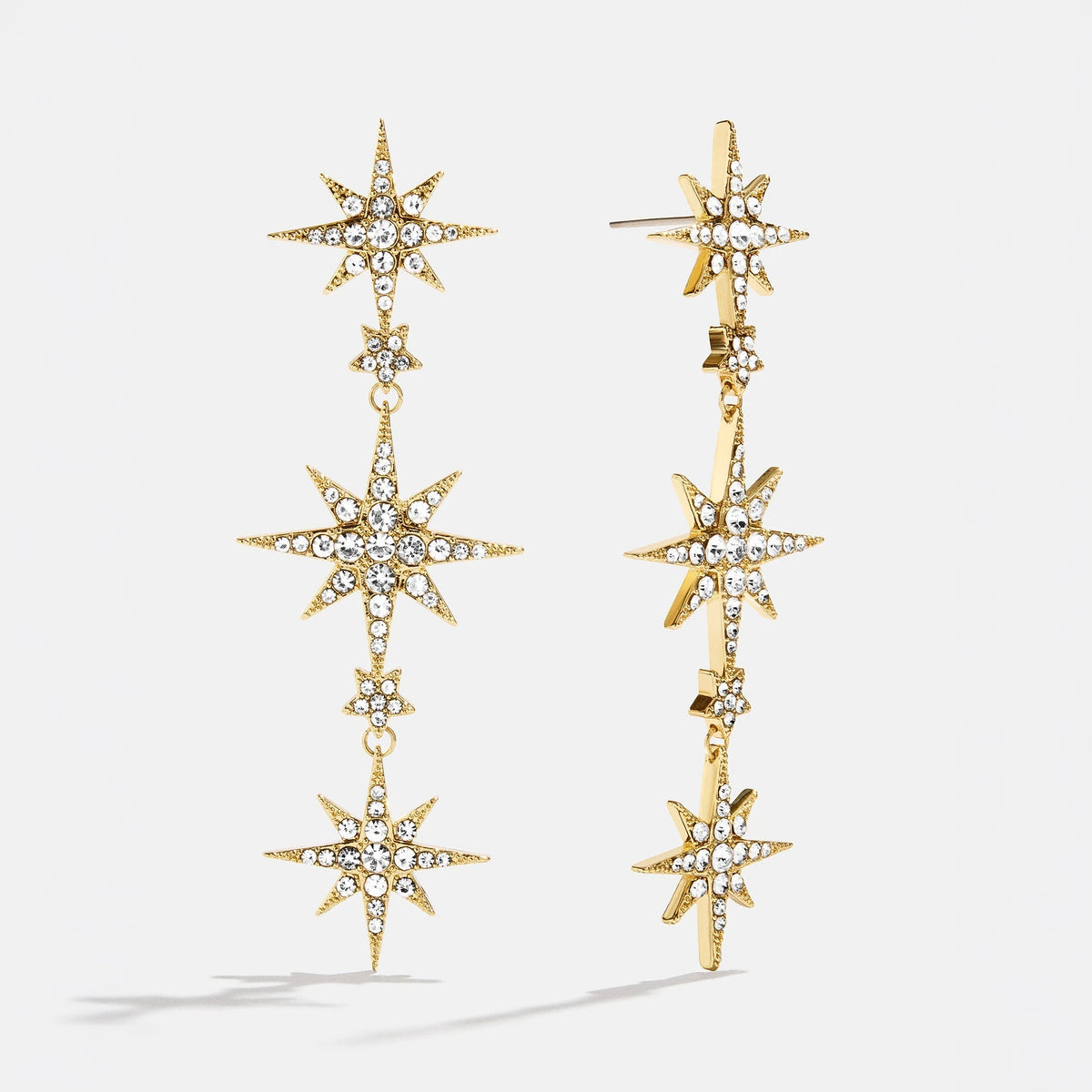Lavisa celestial star gold plated drop statement earrings
