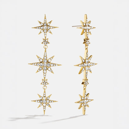 Lavisa celestial star gold plated drop statement earrings
