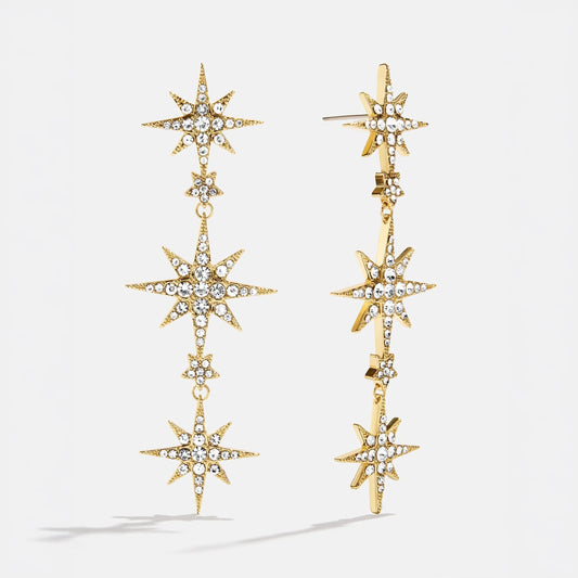Lavisa celestial star gold plated drop statement earrings