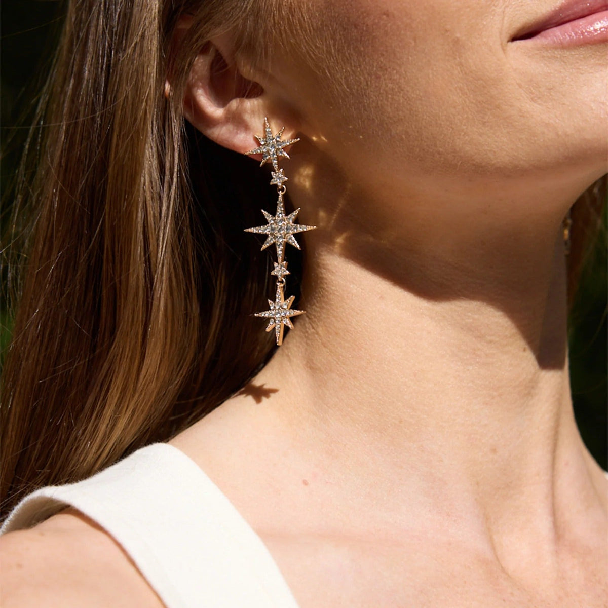 Lavisa - Celestial Star Statement Earrings - Detail & Styling View