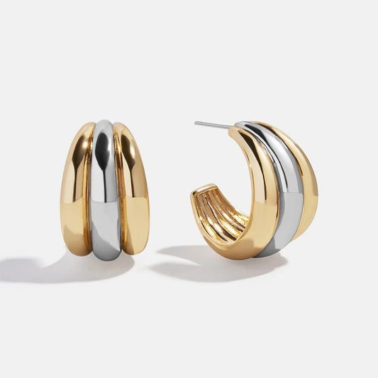 Lavisa modern sculptural hoop earrings in gold and silver finish