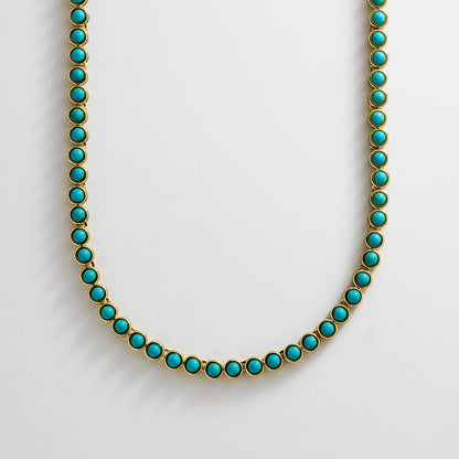 Lavisa - Semi-Precious Tennis Style Stone Necklace - On-Model & Scale View