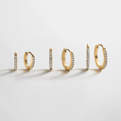 Lavisa waterproof pavé earring set in gold tone with crystals