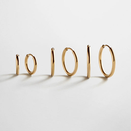 Lavisa Verbena waterproof gold huggie earring set in three sizes