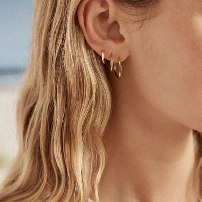 Lavisa - Verbena Waterproof Gold Huggie Earring Set - Detail & Styling View