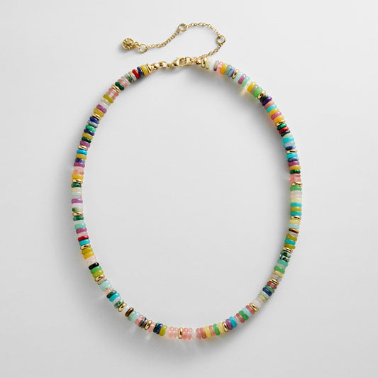 Lavisa multi-color semi-precious beaded necklace with gemstone beads