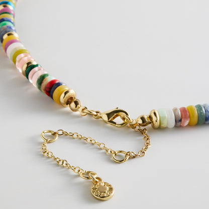 Lavisa - Multi-Color Semi-Precious Beaded Necklace - Boho Gemstone Jewelry - Side Profile View