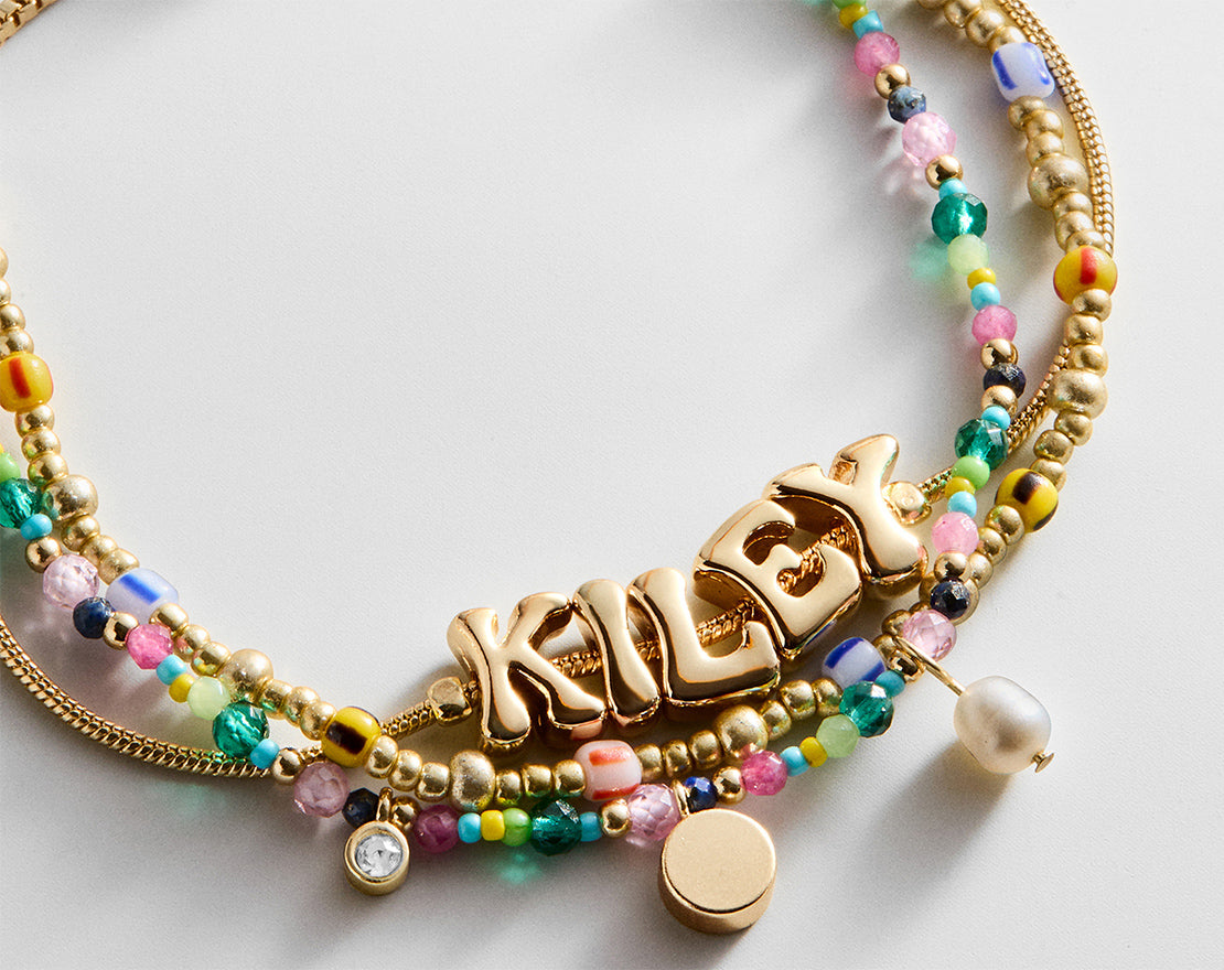 Lavisa - Semi-Precious Stone Layered Custom Bracelet - On-Model & Scale View