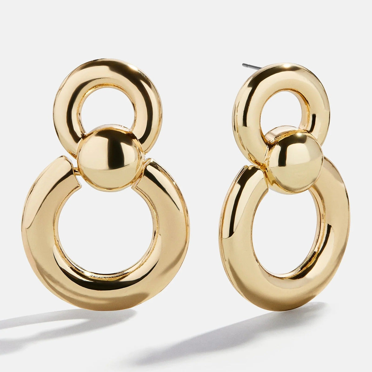 Lavisa Oversized Door Knocker Earrings in glossy gold finish