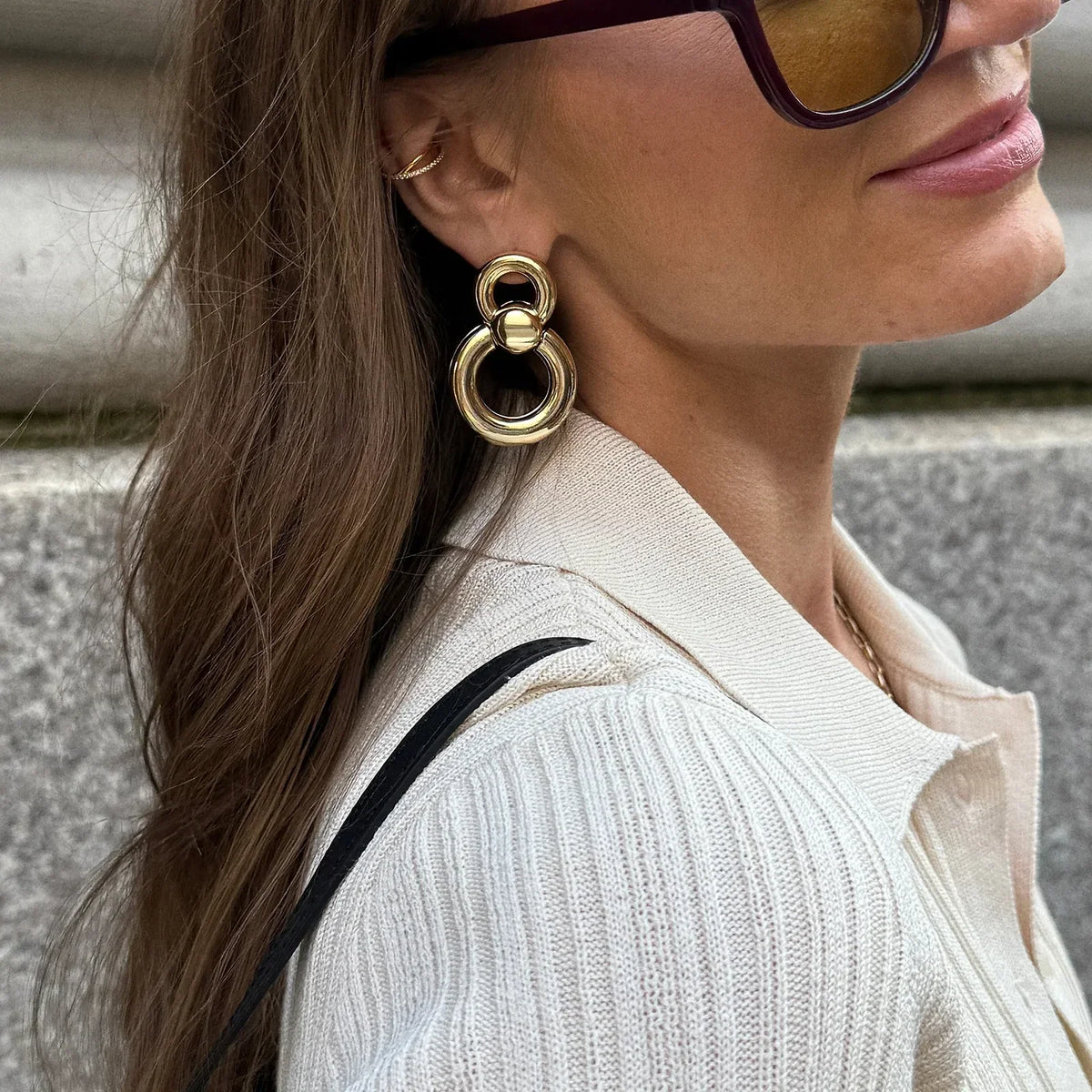 Lavisa - Oversized Door Knocker Earrings - Detail & Styling View