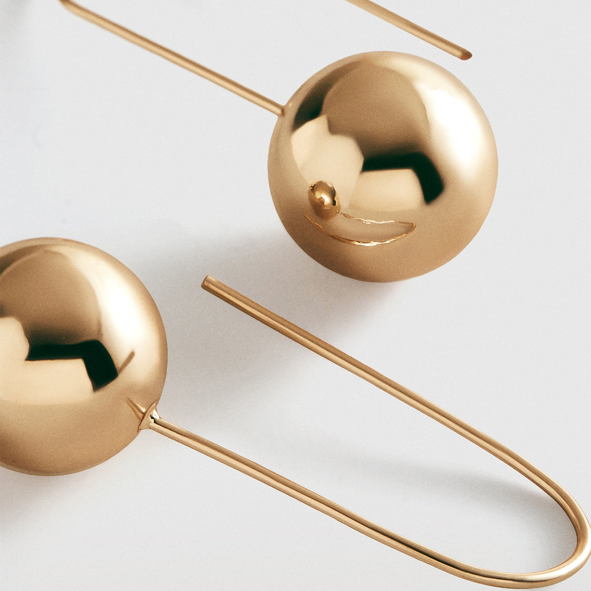 Lavisa - Gold Drop Earrings with Bead Station - On-Model & Scale View