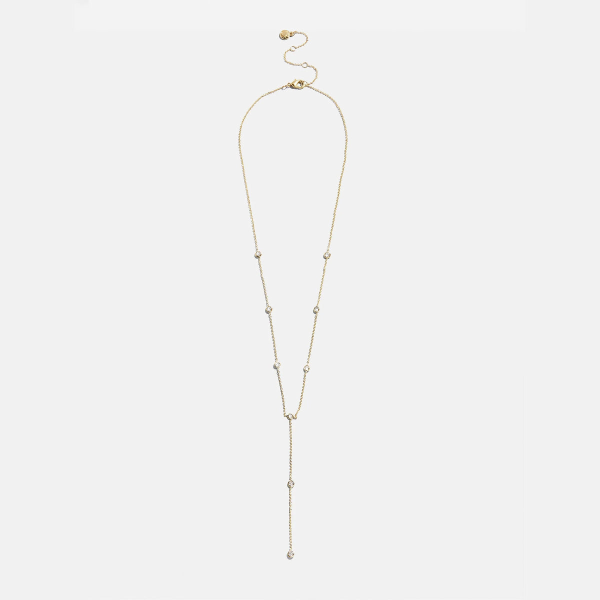 Lavisa - Gold Lariat Layering Necklace - On-Model & Scale View