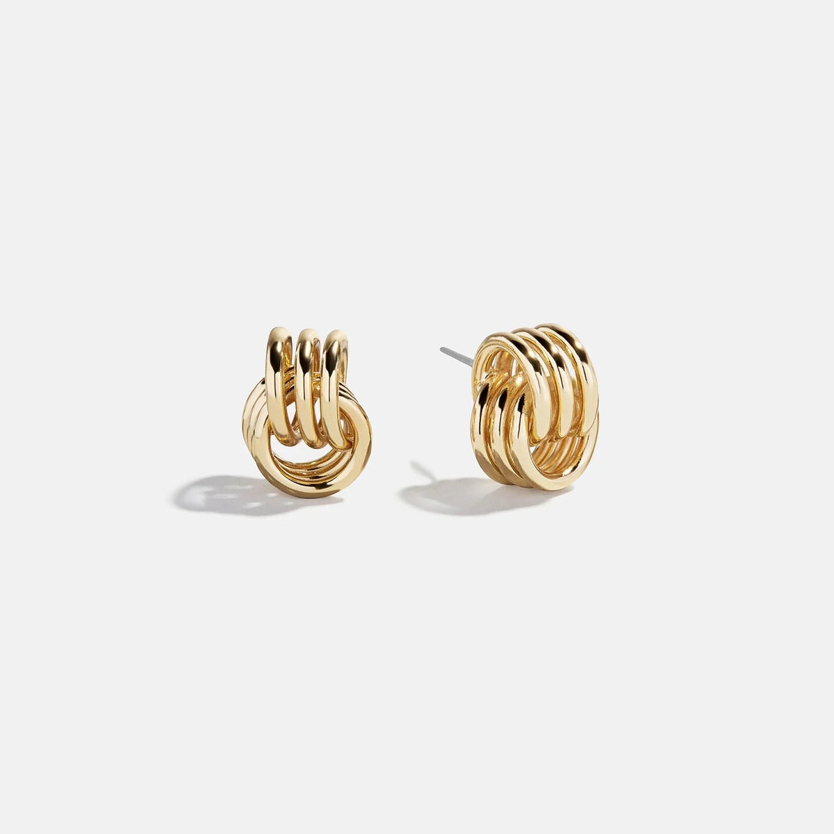 Lavisa Interlocking Gold Hoop Earrings with Glossy Finish