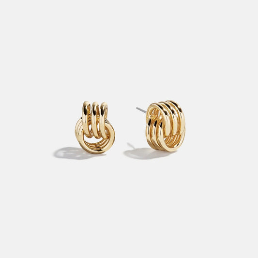Lavisa Interlocking Gold Hoop Earrings with Glossy Finish