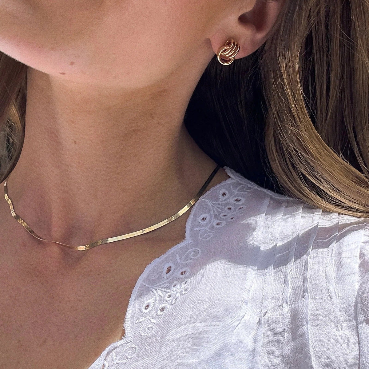 Lavisa - Interlocking Hoop Earrings - Detail & Styling View