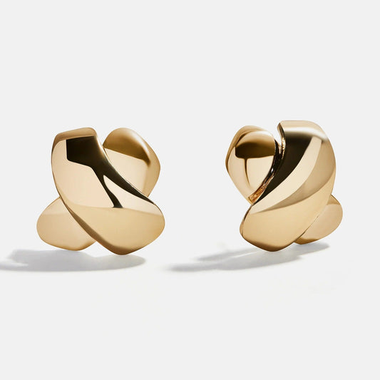 Lavisa Melanie Crisscross Gold Stud Earrings in a modern sculptural design