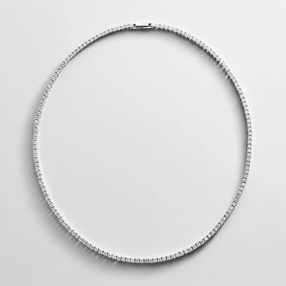 Lavisa - Classic Silver Tennis Necklace with Round Stones - Clasp & Finish View