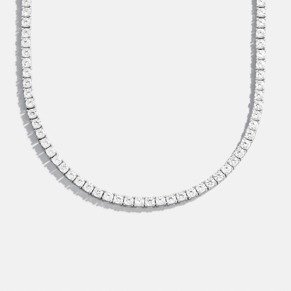 Lavisa - Classic Silver Tennis Necklace with Round Stones - Product Gallery View 9