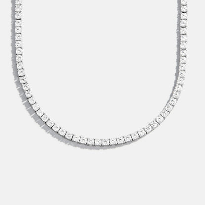 Lavisa - Classic Silver Tennis Necklace with Round Stones - Product Gallery View 9
