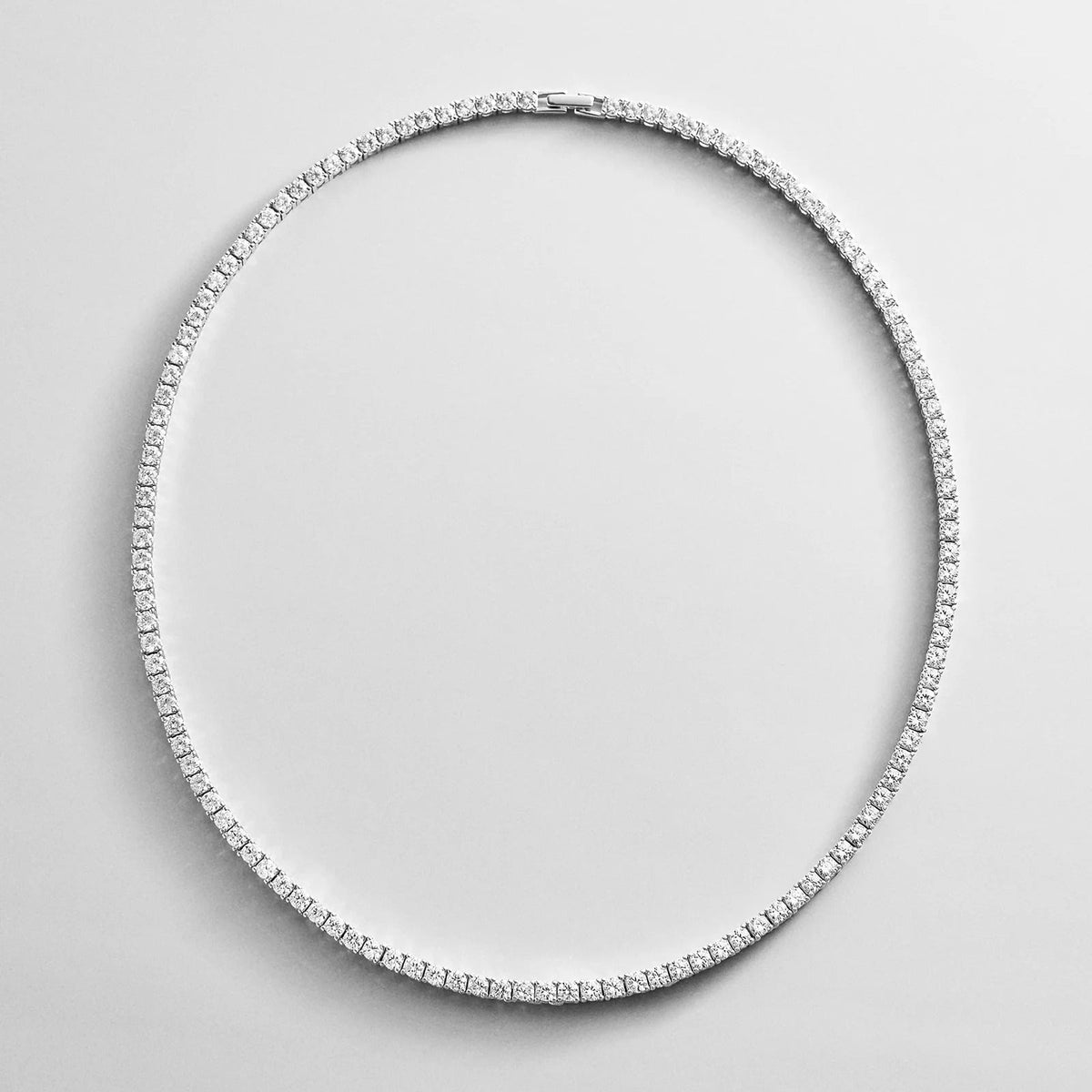 Lavisa - Classic Silver Tennis Necklace with Round Stones - Product Gallery View 7