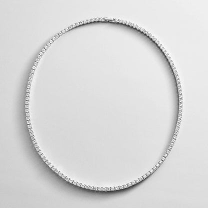 Lavisa - Classic Silver Tennis Necklace with Round Stones - Product Gallery View 7