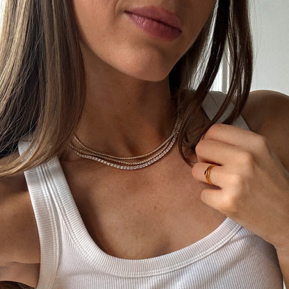 Lavisa - Gold Plated Brass Classic Tennis Necklace - Product Gallery View 8