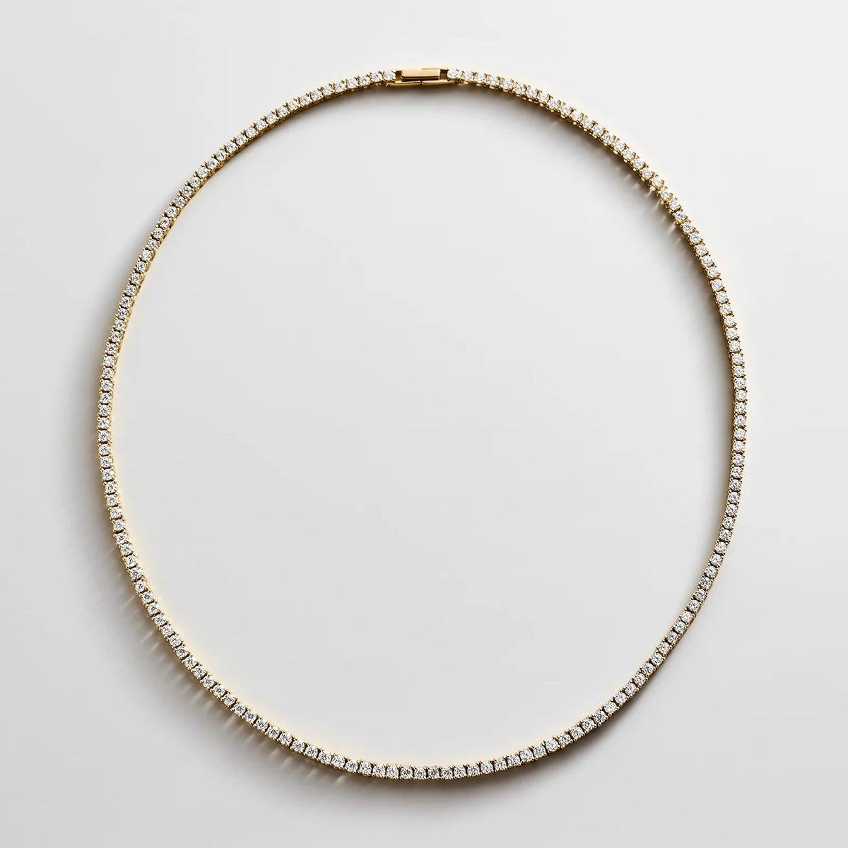 Lavisa - Gold Plated Brass Classic Tennis Necklace - Clasp & Finish View