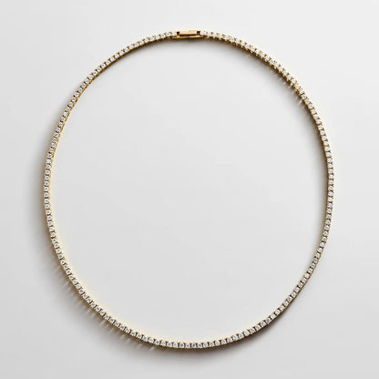 Lavisa - Gold Plated Brass Classic Tennis Necklace - Clasp & Finish View