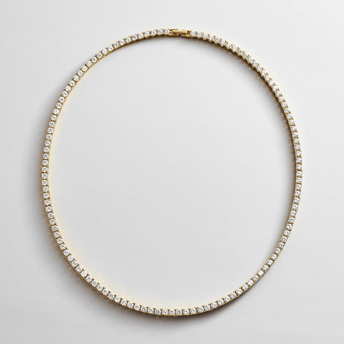 Lavisa - Gold Plated Brass Classic Tennis Necklace - Product Gallery View 7