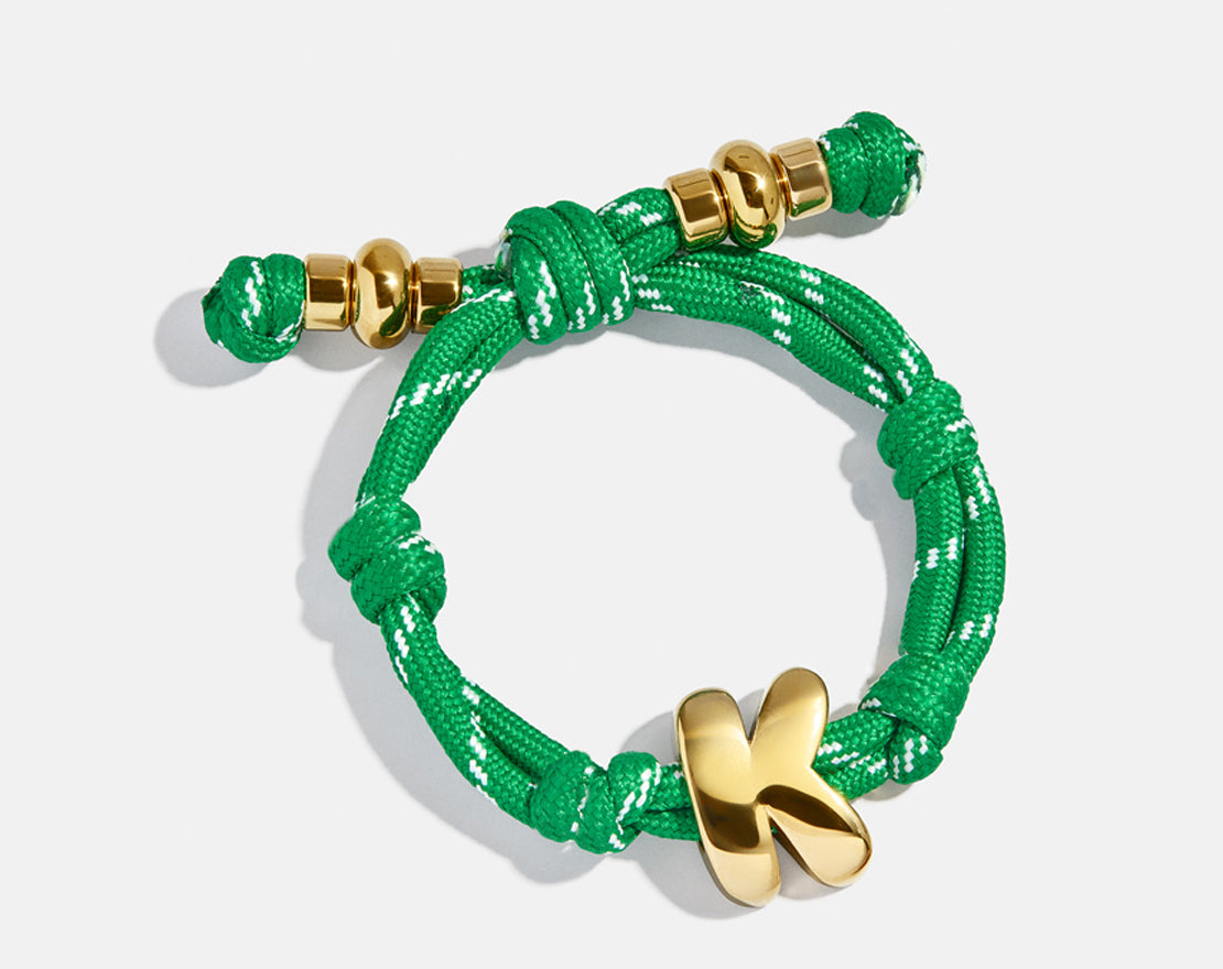 Lavisa - Waterproof Initial Bubble Font Custom Bracelet - On-Model & Scale View
