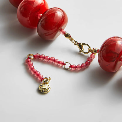 Lavisa - Red Jasper Semi-Precious Beaded Statement Necklace - Side Profile View