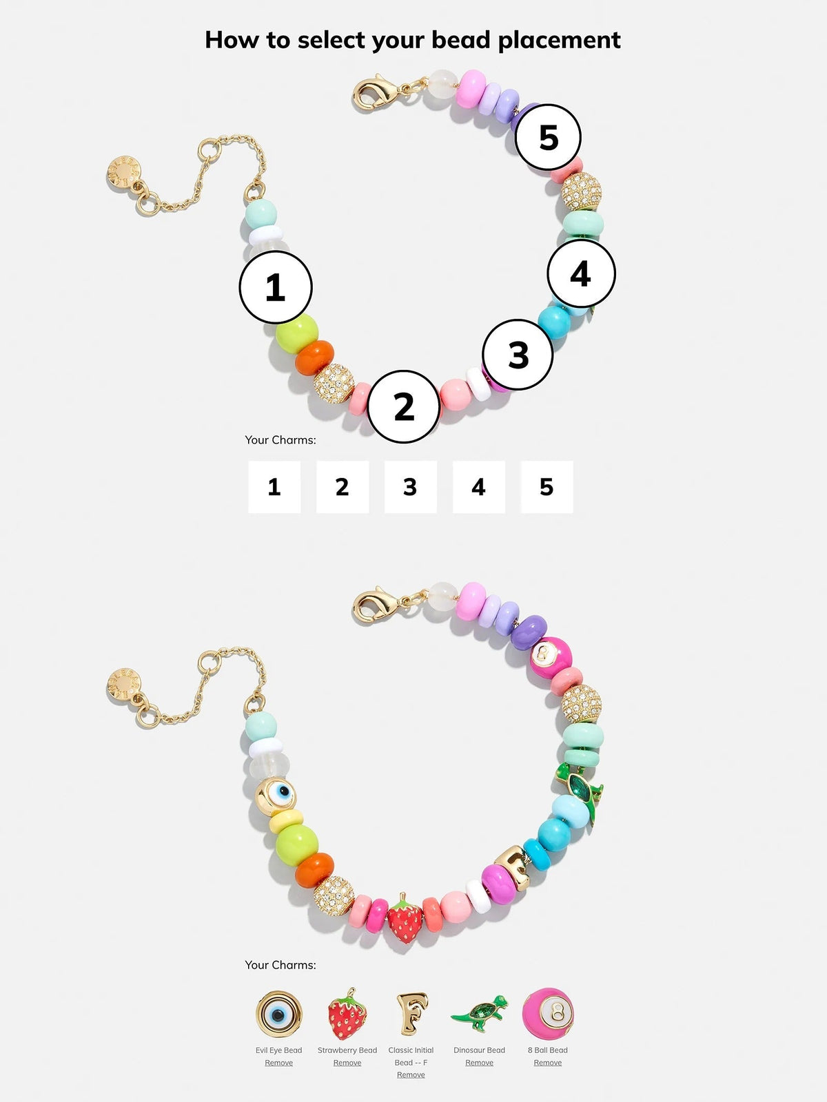 Lavisa - Beaded Custom Charm Bracelet - Clasp & Finish View