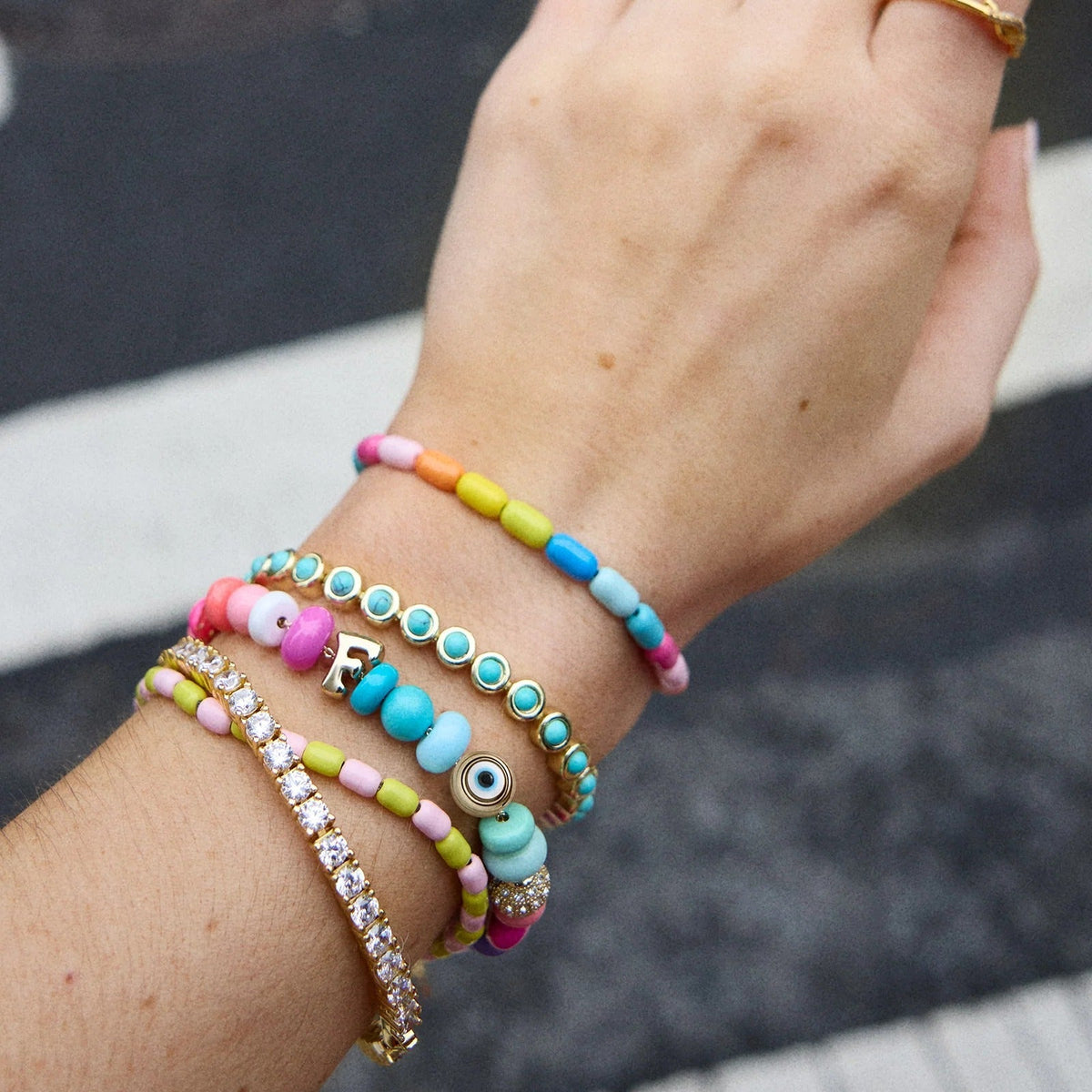 Lavisa - Beaded Custom Charm Bracelet - Detail & Styling View
