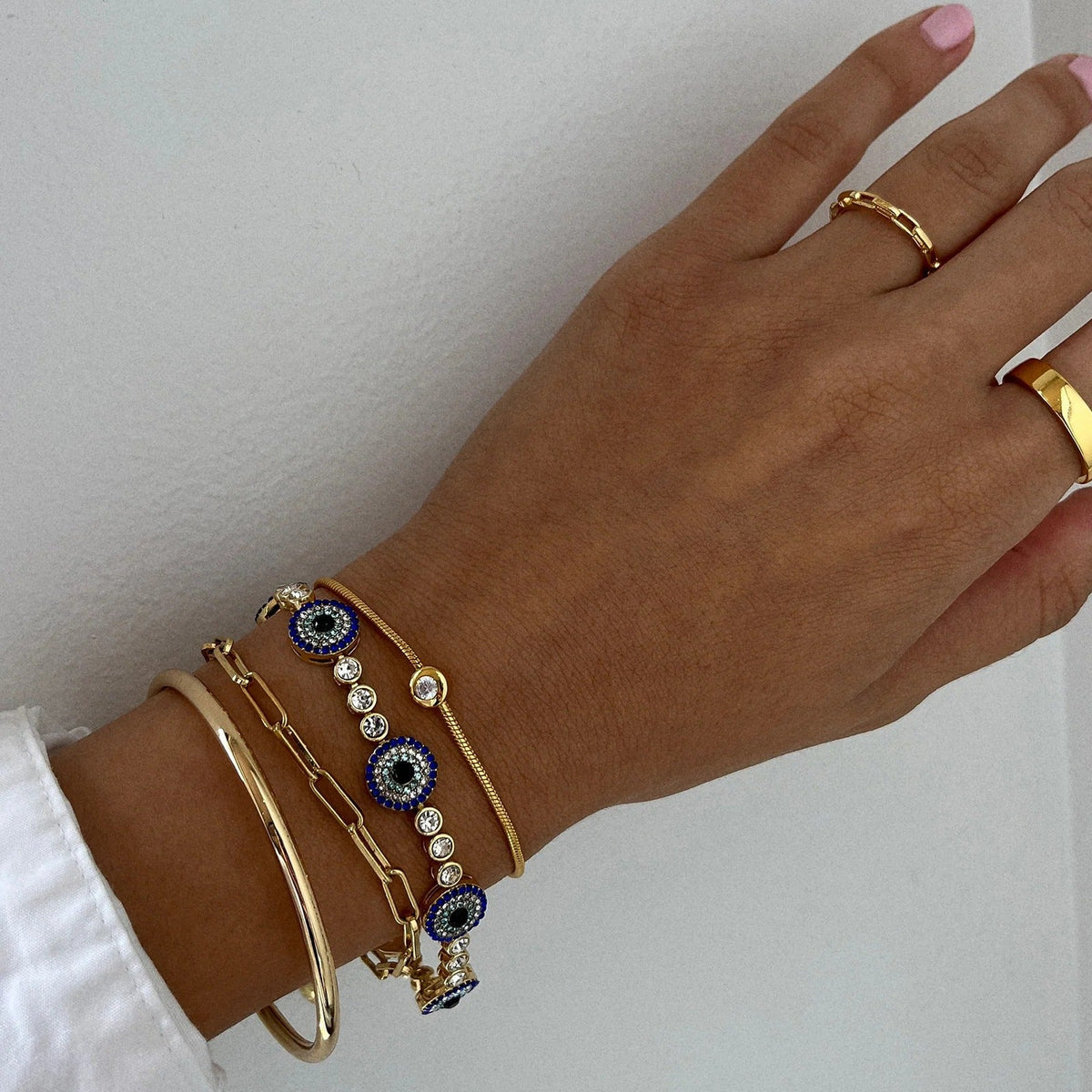 Lavisa - Evil Eye Tennis Bracelet - Detail & Styling View