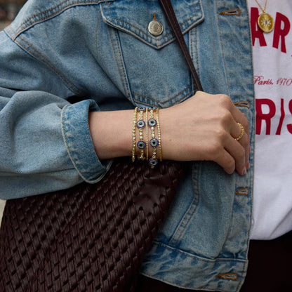 Lavisa - Evil Eye Tennis Bracelet - On-Model & Scale View