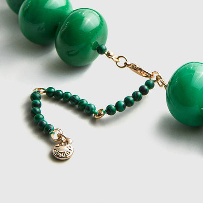 Lavisa - Malachite Semi-Precious Beaded Necklace - Side Profile View