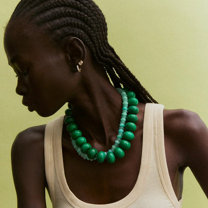 Lavisa - Malachite Semi-Precious Beaded Necklace - Detail & Styling View