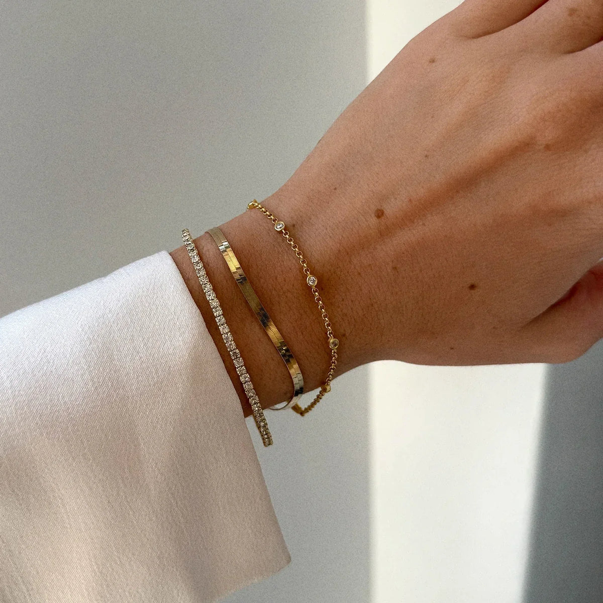 Lavisa - Open Pavé Cuff Bracelet - Detail & Styling View