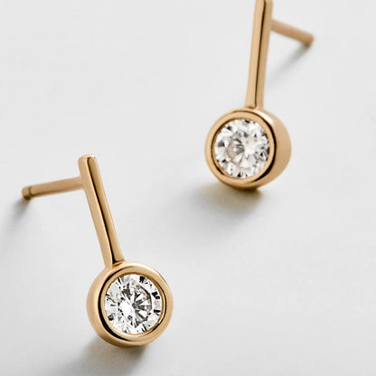 Lavisa - Fallon 14K Gold Bezel Earrings - Gold - On-Model & Scale View