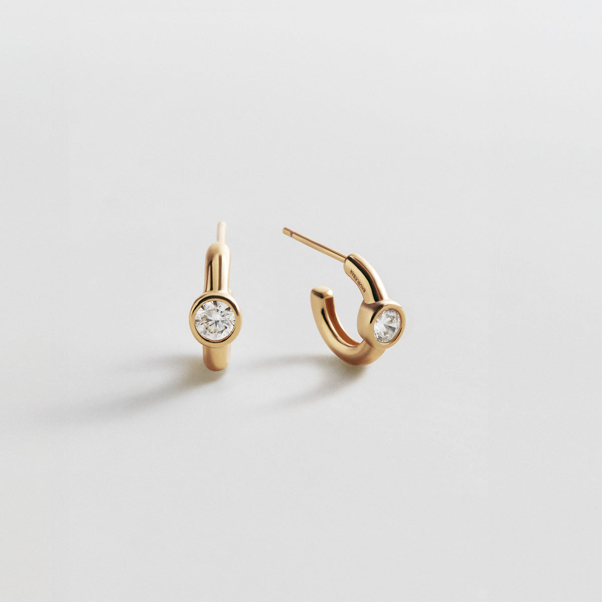 Lavisa 14K Gold Pavé Huggie Hoops with bezel-set round crystals